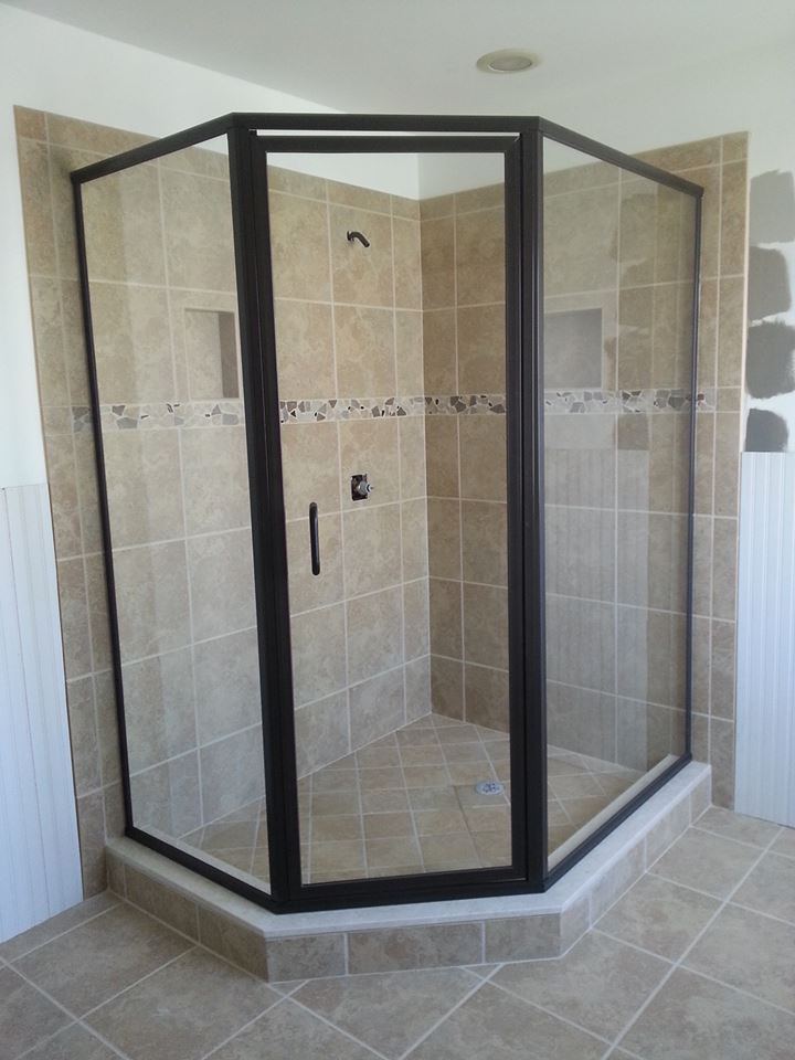 framed shower door glass enclosure